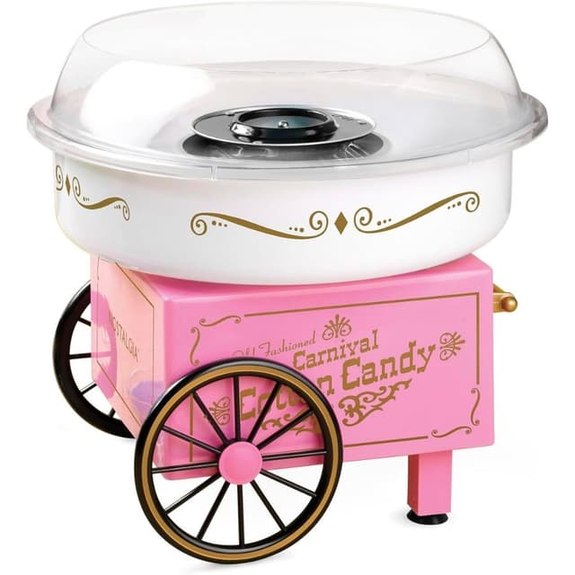 Nostalgia Vintage Hard and Sugar Free Candy Countertop Cotton Candy Maker, Includes 2 Reusable Cones And Sugar Scoop, Pink PCM306PK