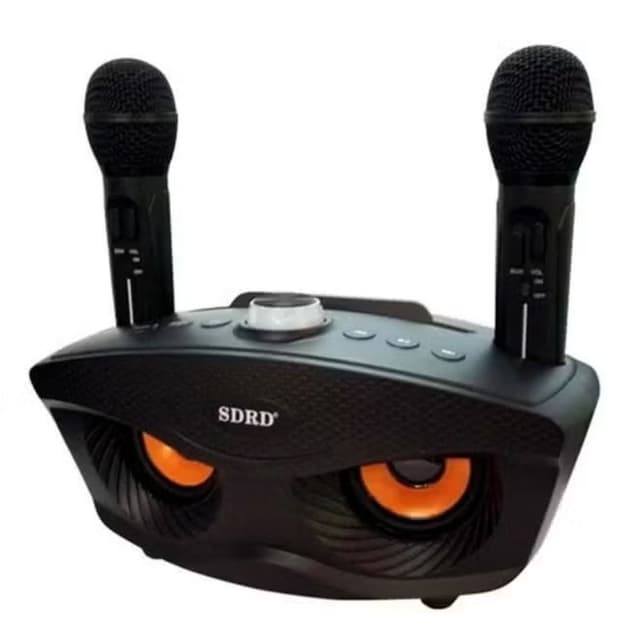 SDRD Wireless Bluetooth Speaker with 2‑Piece Mic Black Portable Karaoke Speaker