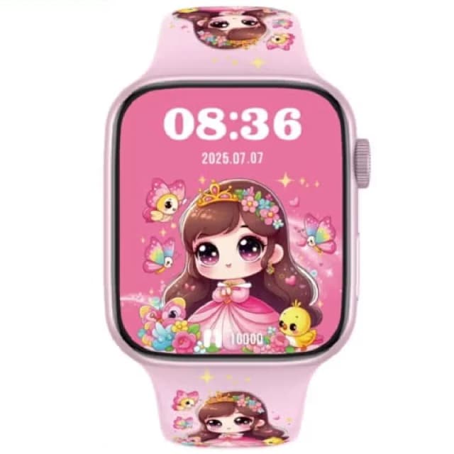Generic Modio MW20 Mini Kids Smartwatch, 36mm Display, Wireless Charging, 2 Pair Straps, Pink