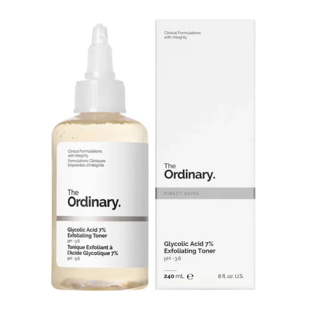 The Ordinary Glycolic Acid 7% Exfoliating Toner, Brightening AHA Skin Treatment - 240ml