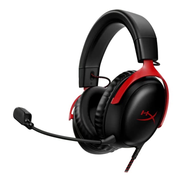 HyperX Cloud III Gaming Headset with DTS Spatial Audio, 53mm Drivers & Noise-Cancelling Mic, Black-Red - 727A9AA