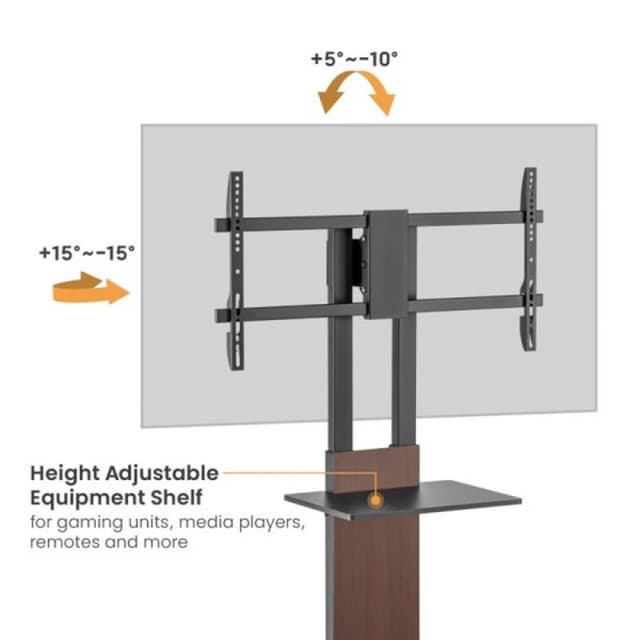 Orca TV Floor Stand, FS16-46TD-W for 37 To 70 Inch TV, White