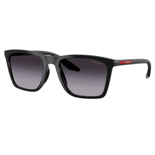 PRADA, SPSB081AB-09U, Unisex Sunglasses, Full Frame, Gradient Grey Lens, Plastic Frame, Black