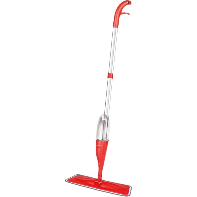 Delcasa DC3466 Microfiber Spray Mop with Stainless Steel Handle, 123 cm Long, Removable & Washable Head, 350 ml Refillable Bottle, Dry & Wet Floor Cleaning, Red