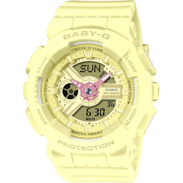 Casio BA110AH9ADR Baby G Analog Digital Resin Strap Watch 100 Meter Water Resistant Shock Resistant Yellow