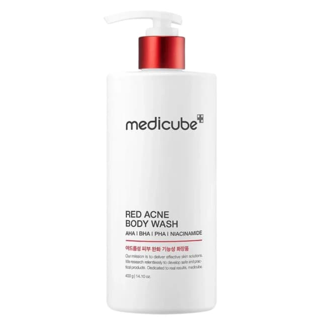 Medicube Red Acne Body Wash 2.0, 400ml - Low pH Body Cleanser with Niacinamide, Salicylic Acid & Hyaluronic Acid for Acne-Prone Skin