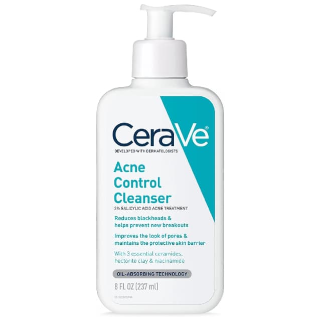 CeraVe Acne Control Cleanser with 2% Salicylic Acid 237ml - Purifying Clay for Oily Skin, Blackhead Remover, Pore Control, Fragrance Free