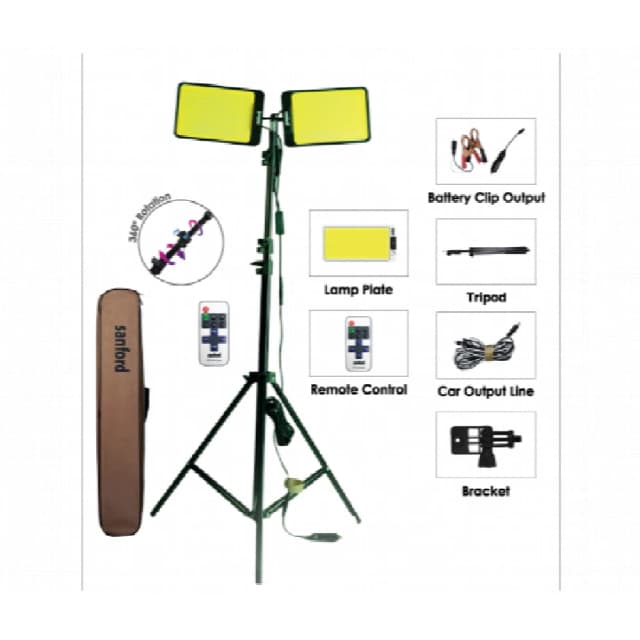 Sanford Camping Light 11000 Lumens, 2000W COB LED, Dual Lamp Board, 2.7m Tripod Stand, Remote Control - SF708CL
