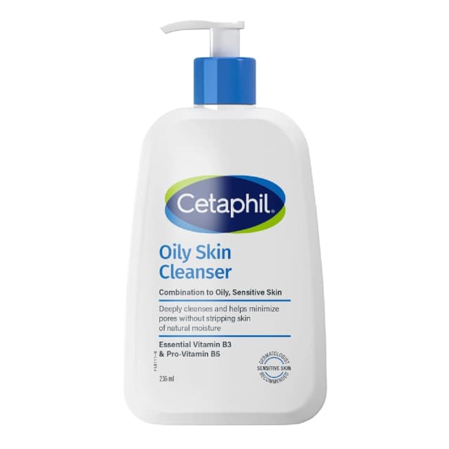 Cetaphil Oily Skin Cleanser for Face & Body 236ml - Deep Cleansing Gel Face Wash for Combination to Oily Sensitive Skin with Niacinamide & Panthenol
