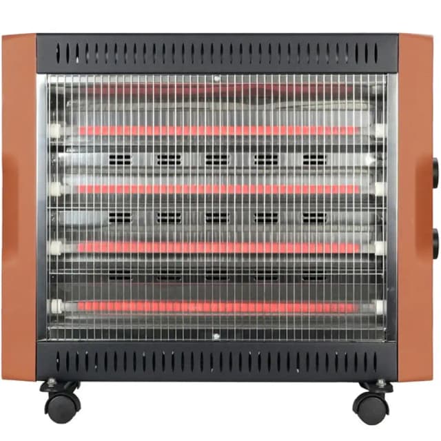 Clikon Quartz Heater with Safety Overheat Switch - 2400W, 3 Heating Levels, Tip Over Protection, Portable with Wheels, Black Brown - CK4508