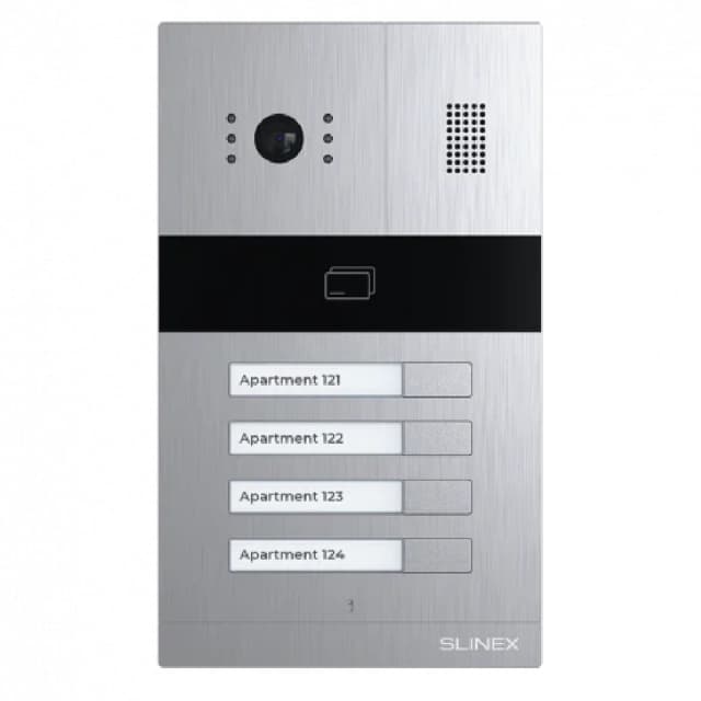 Slinex 4-Button Outdoor Video Door Panel with 2MP HD Camera, EM-Marin & MIFARE Reader, Metal Alloy Body - SL-MA-04CRHD