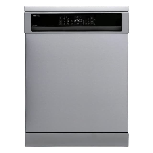 Vestel 14 Place Settings Dishwasher, Freestanding Dishwasher with 8 Programs, LED Display, Half Load Function, Silver - VS-DWA238B4X