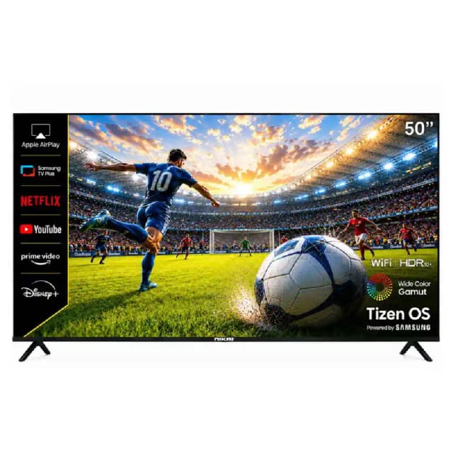 Nikai 50 Inch 4K UHD Smart LED TV, Samsung Tizen OS, HDR10, Voice Control, WiFi, Bluetooth 2.1, 3 HDMI, 2 USB, Black - 50QTZN4KSLED