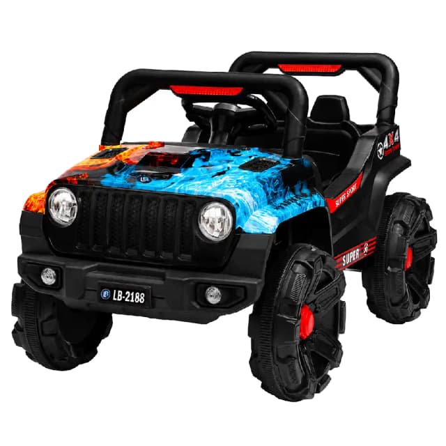 Lovely Baby LBC2188 Powered Riding Jeep - 6V Electric Ride-On Car with Remote Control, Swing Function, LED Lights, Music Player, Blue - LBC2188-BL