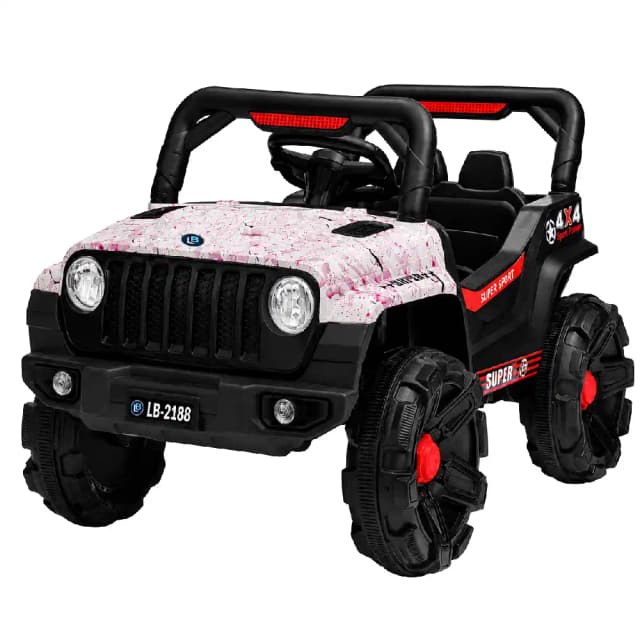 Lovely Baby LBC2188 Powered Riding Jeep - 6V Electric Ride-On Car with Remote Control, Swing Function, LED Lights, Music Player, Pink - LBC2188-PK