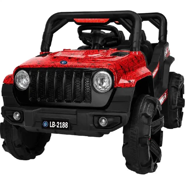 Lovely Baby LBC2188 Powered Riding Jeep - 6V Electric Ride-On Car with Remote Control, Swing Function, LED Lights, Music Player, Red - LBC2188-RD