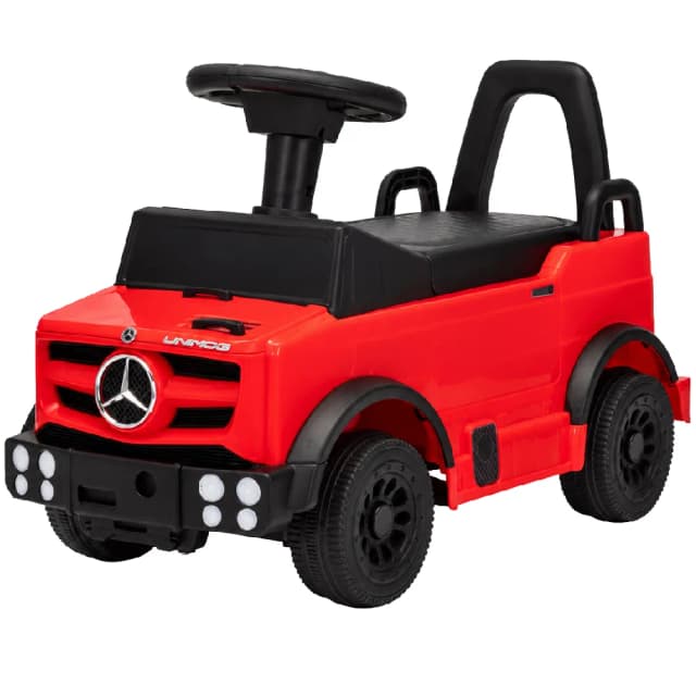 Lovely Baby LBP677 Mercedes Push Ride-On Car - Steering Wheel with Storage, Anti-Rollover Stopper, Non-Scuffing Wheels, Red - LBP677-RD