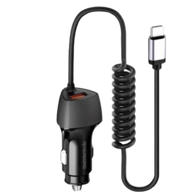 Riversong Safari C3 20W Car Charger with Built-in Type-C Cable, Overcurrent and Overvoltage Protection, and Durable ABS Design (Black) - RS.SAFARIC3-CC38-T.BK