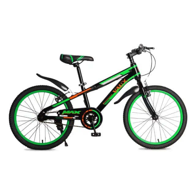 Vaux Max 24 Inch Kids Bicycle with Adjustable Seat, Steel Frame, Steel BMX Fork, Dual Caliper Brakes, Mudguards & Full Chain Guard, Green - 24VMAX-GN