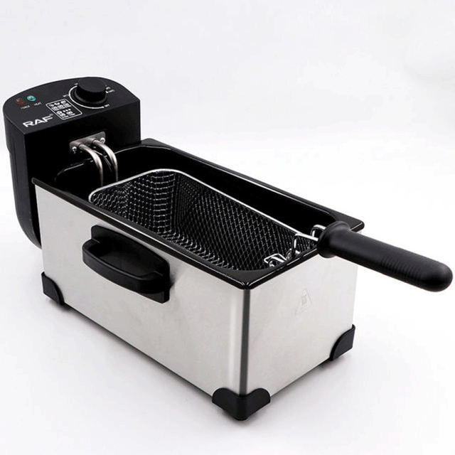 Raf 3.5L Electric Deep Fryer with Digital Timer and Adjustable Temperature Control - Stainless Steel, Oil Filtration, and Overheat Protection - R.5299