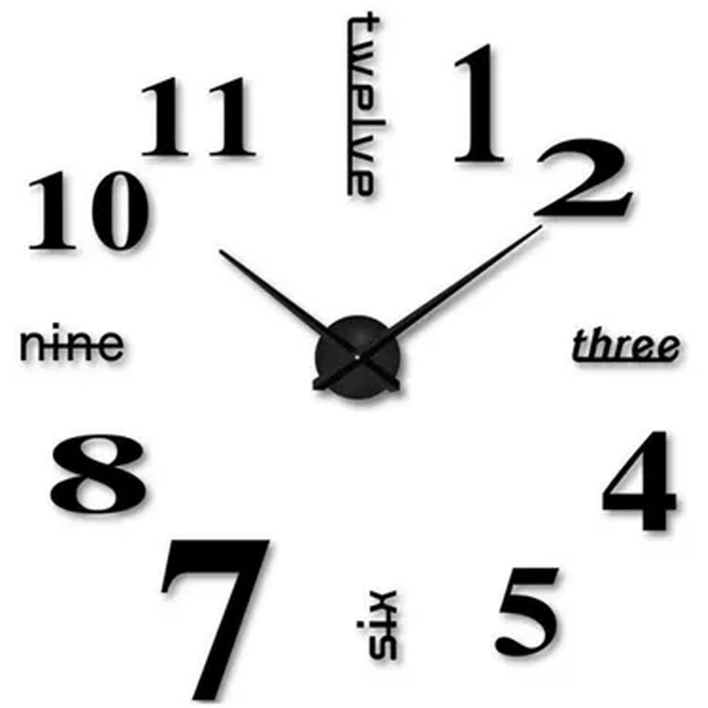 Generic Acrylic DIY Wall Clock, Black - Modern 3D Wall Decor Clock for Home, Office, and Living Room