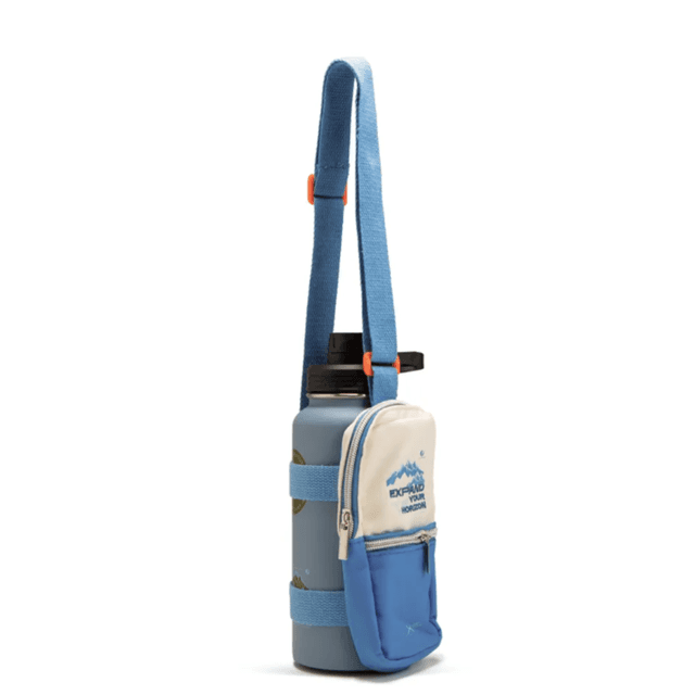 Hydrobrew Vacuum-Insulated Travel Water Bottle with Sling Bag, 950ml, Blue - HB-WBBG-EXBU