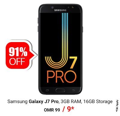 Samsung Galaxy J7 Pro Smartphone, 4G, Android 7.1, 5.5 Inch Display, 16GB Storage and 3GB RAM @ OMR 9/-