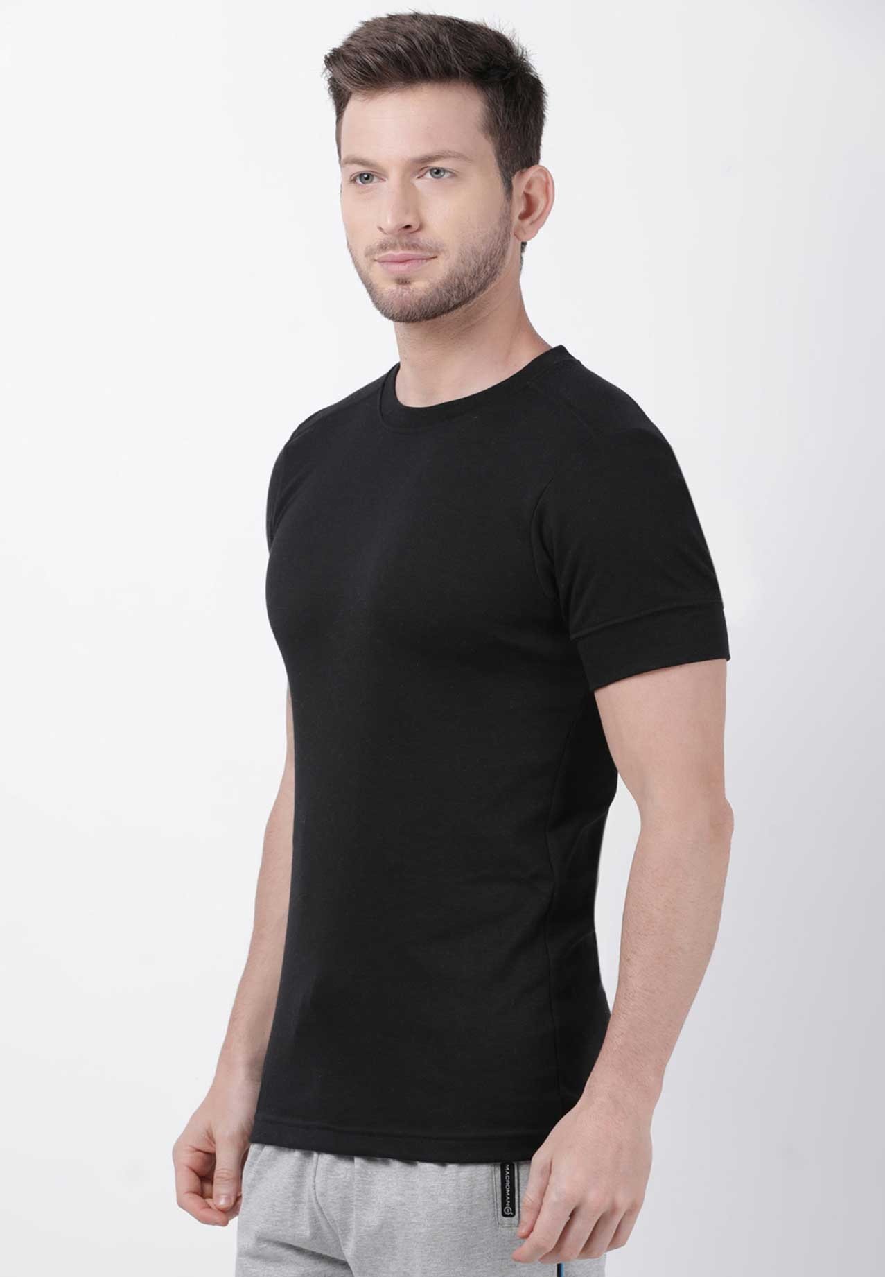 Buy Macroman Thermal Half Sleeves Round Neck M1002 Black Online Dubai ...