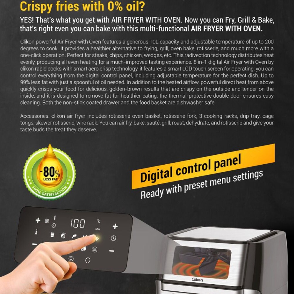 Buy Clikon Air Fryer مع الفرن 10L CK350 Online Dubai, UAE