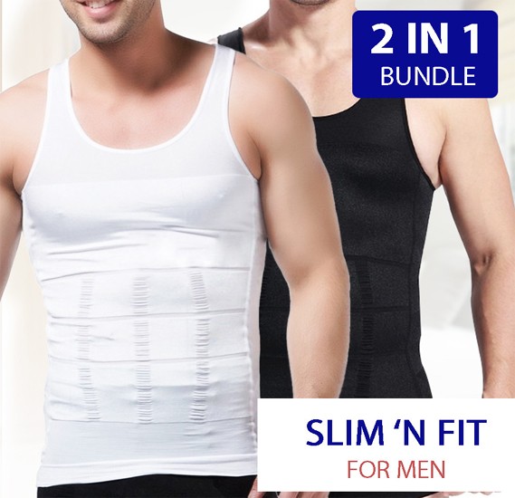 Buy قميص Slim N Lift Slimming Shirt للرجال - أسود، XXL Online Dubai, UAE