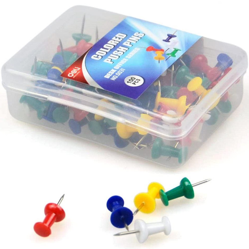 Buy Deli Push Pin Colored 1X100 Assorted Online Dubai, UAE | OurShopee ...