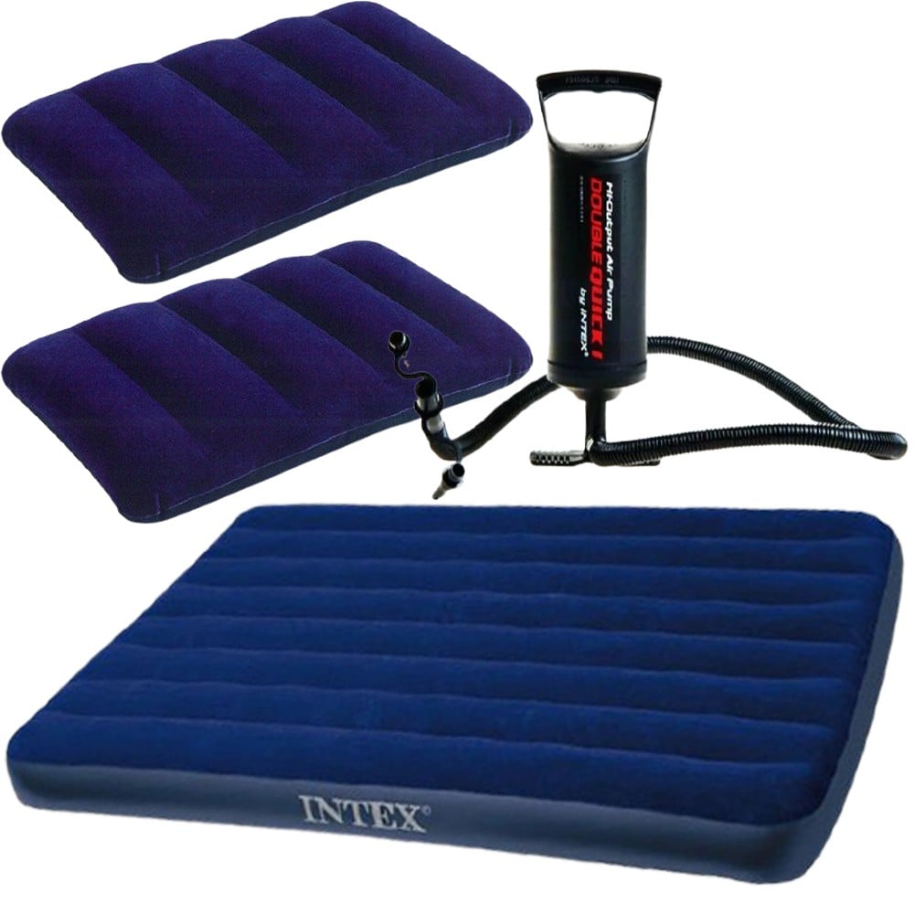 Buy Intex Classic Downy Inflatable Queen Airbed Royal Blue 68758 With  Pillows And Air Pump Online OW8684