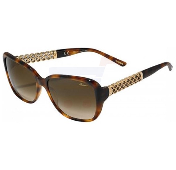 Buy Chopard Oval Shiny Dark Havana Frame & Brown Mirrored Sunglasses ...