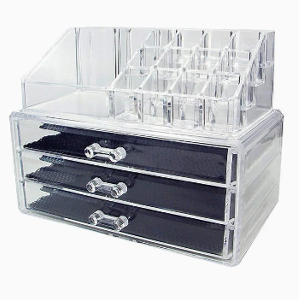 Buy 3 Drawer 16 Grid Makeup And Cosmetic Organizer Clear Online Qatar 