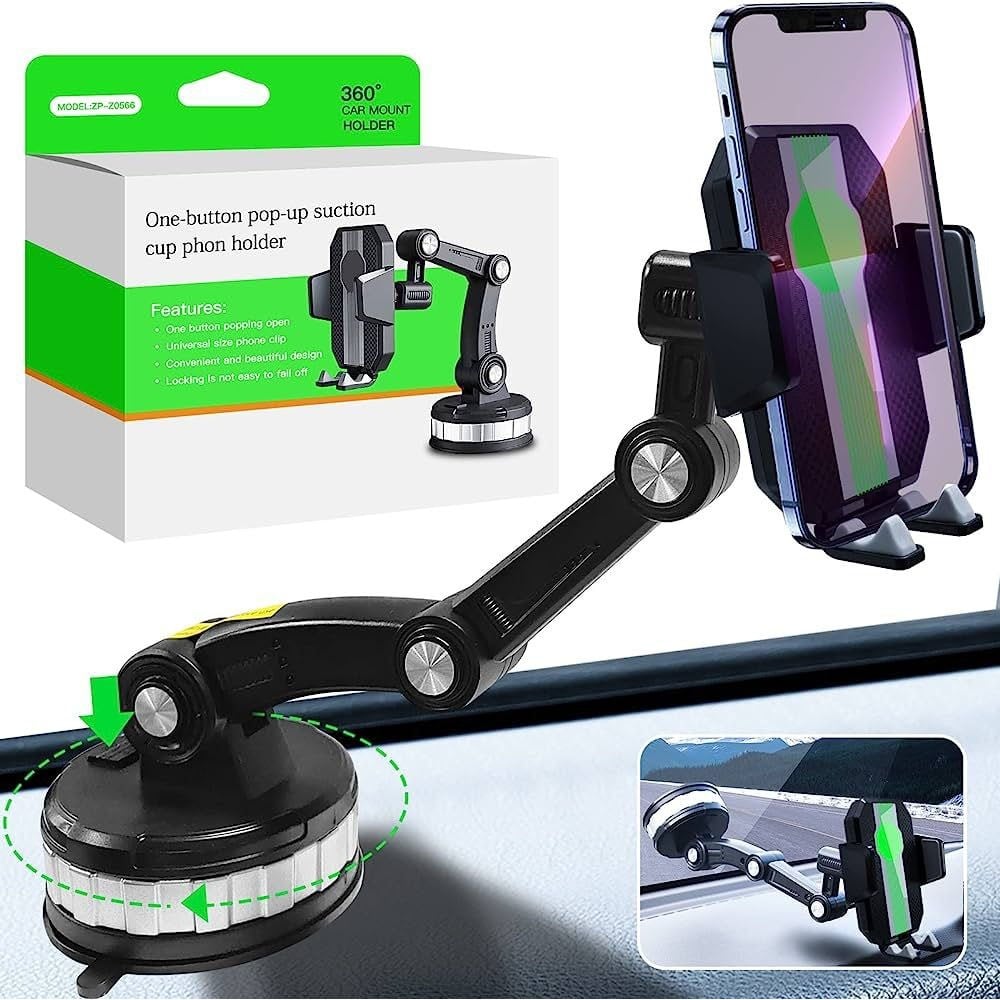 Magnetic Phone Car Mount Universal Dashboard Windshield Industrial-strength Suction  Cup Car Phone Mount Holder With Adjustable Telescopic Arm
