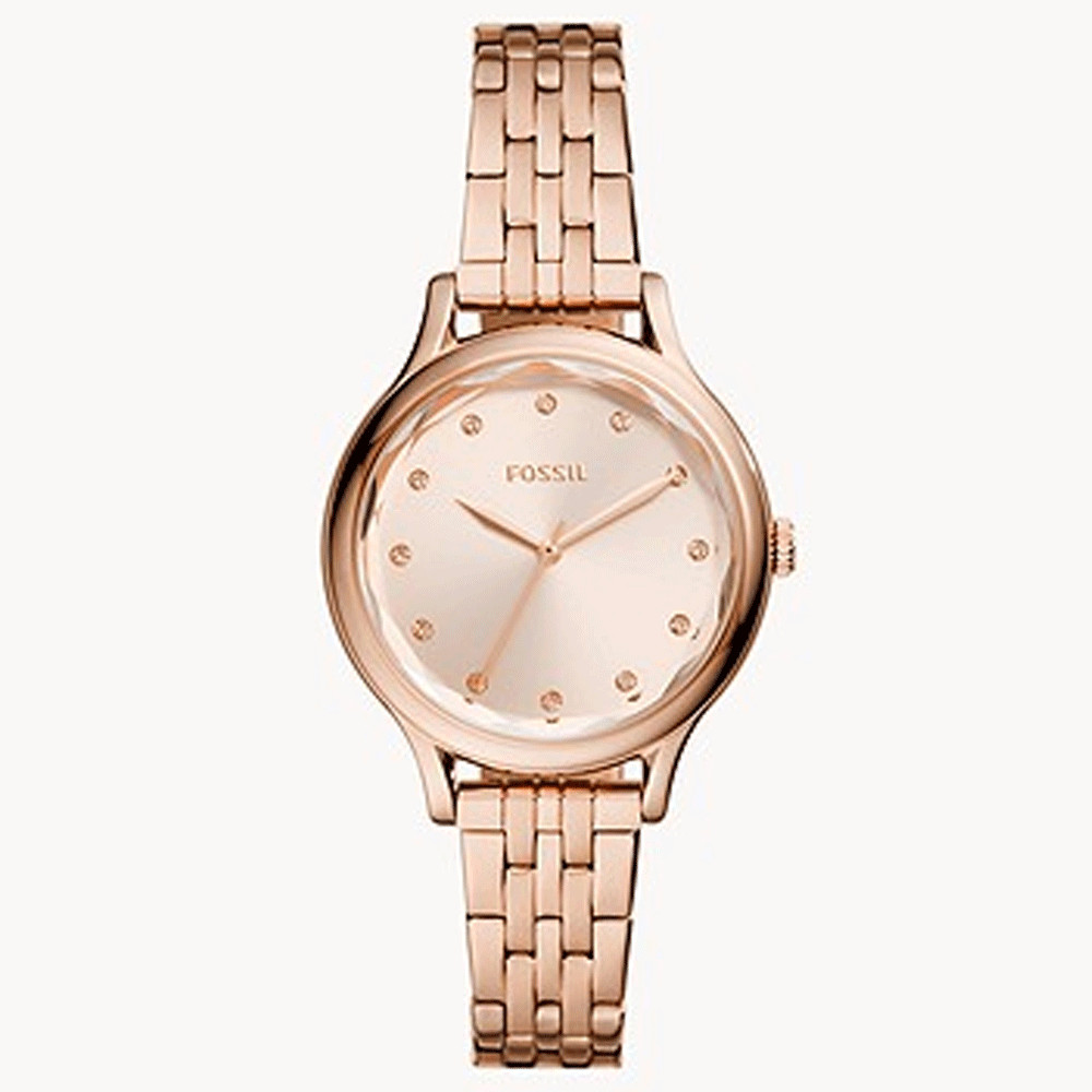 Buy Fossil BQ3862 Laney Three-Hand Rose Gold-Tone Stainless Steel Watch ...