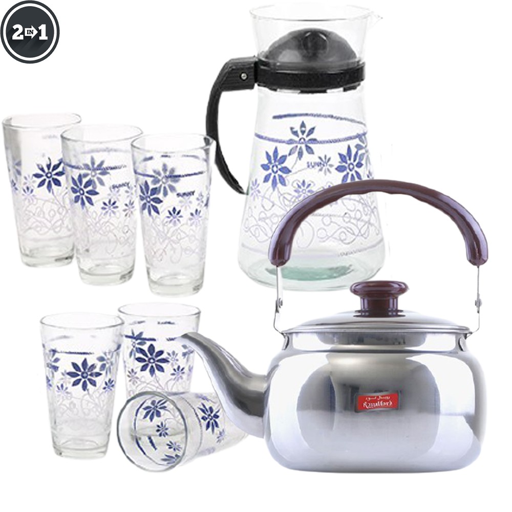 Buy In Royalford Stove Top Tea Kettle 0.75 Ltr And OSP009 Glass  Sets with Handle Pcs Assorted Color Online Bahrain, Manama  OW4306