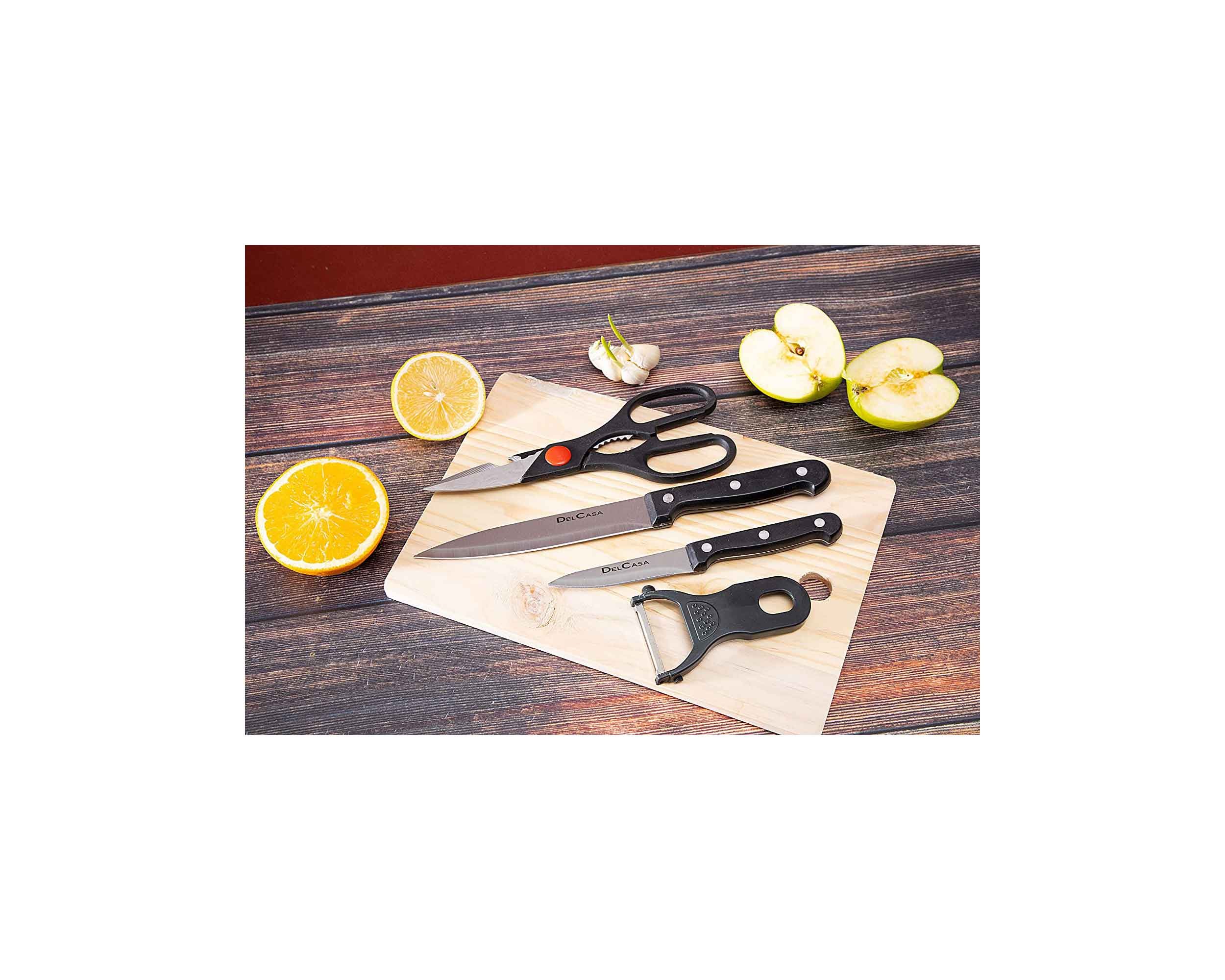 Buy Delcasa 5 Pcs Kitchen Knife Set With Cutting Board Online in