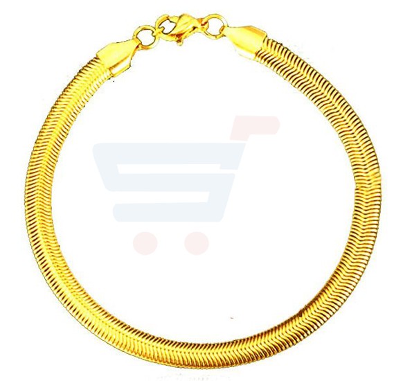 6024424618k Real Gold Plated Chunky Snake Chain Bracelet with 18KGP Metal Stamp For Men