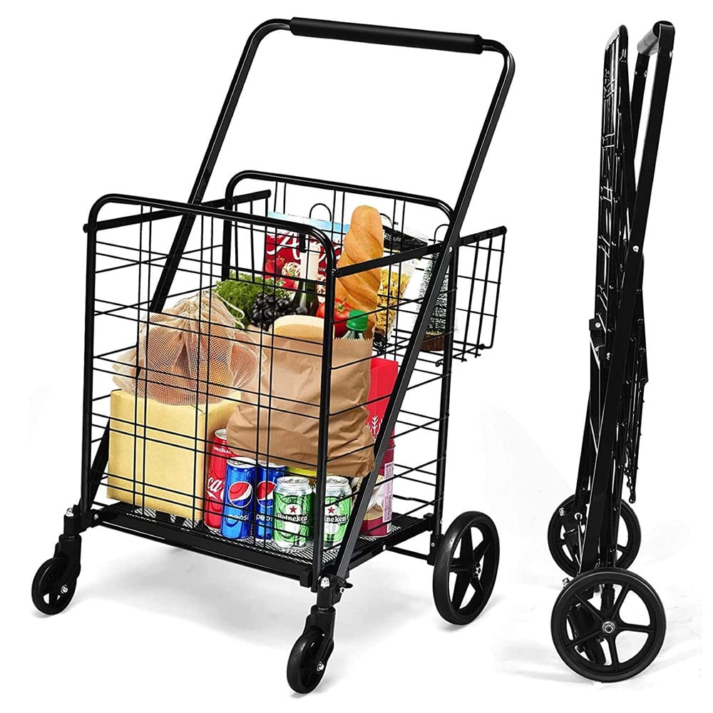 Buy Hexar 20210147 Heavy Duty Foldable Shopping Trolley Push Cart With Wheels Folding 9977