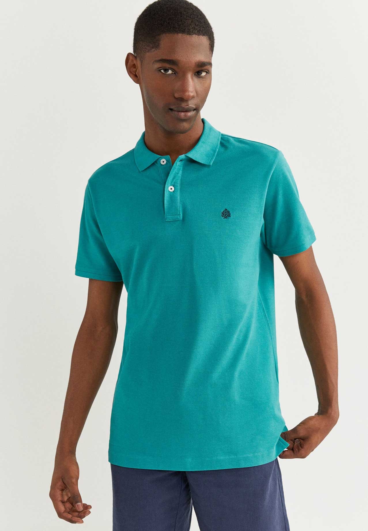 Buy Springfield Basic Polo T-Shirt Slim Fit Turquoise Blue Blue Online ...