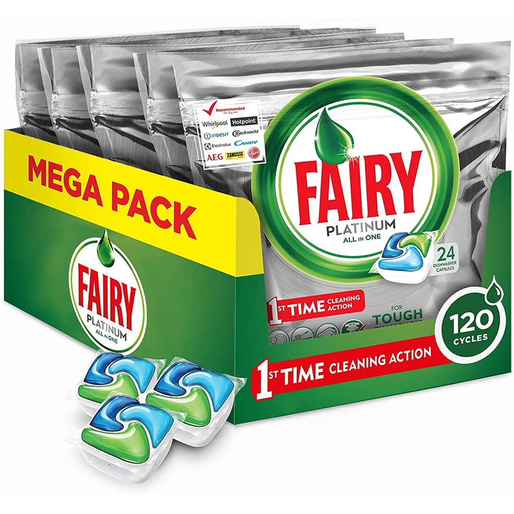 Fairy Platinum Plus All-In-One Dishwasher Tablets Bulk, Lemon, 100 Tablets  (20 x 5) : : Grocery