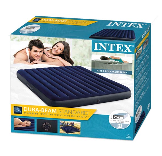 Надувной матрас intex full dura beam downy airbed with built in foot pump 64762