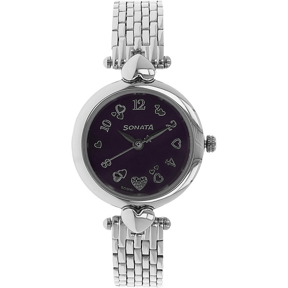 Buy Sonata Analog Purple Dial Womens Watch Silver Online Bahrain