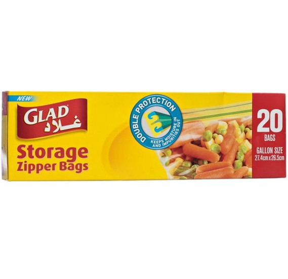 Glad Zipper Food Storage Bags - Gallon - 20 Count