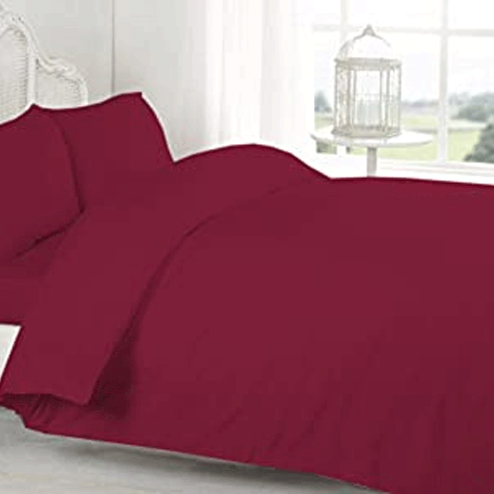 BYFT-Orchard-Bedlinen-Set-Single-Size-Maroon-1-Flat-Bedsheet-1-Pillow-Case-1-Duvet-Cover-Cotton  in - OMAN