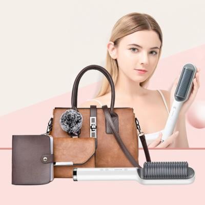 2 in 1 Combo offer Generic Women 3 in 1 Wide Space Stylish Bags Sets Tan Colour and Professional Electric Hair Straightener Assorted Colour