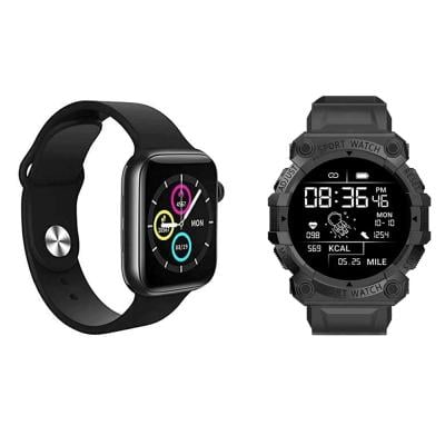 T500 Bluetooth Waterproof Plus and Smart Watch for iPhone iOS Android Phone, Assorted Color with FD68-S Smart Watch Bluetooth With Waterproof  Assorted Color