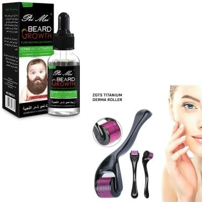Beard Growth Oil Clear 30ml and ZGTS Titanium Derma Roller