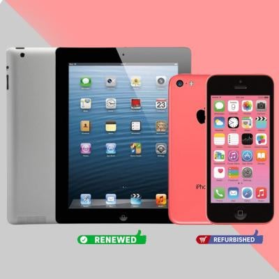 Buy Apple iPad 4th Generation 9.7 Inch LED Display 16GB Storage Grey iOS 6 Dual Core A6X Chip with Quad Core Graphics, Renewed Get Apple iPhone 5C PinkWhite 32GB Storage 4G LTE Refurbished